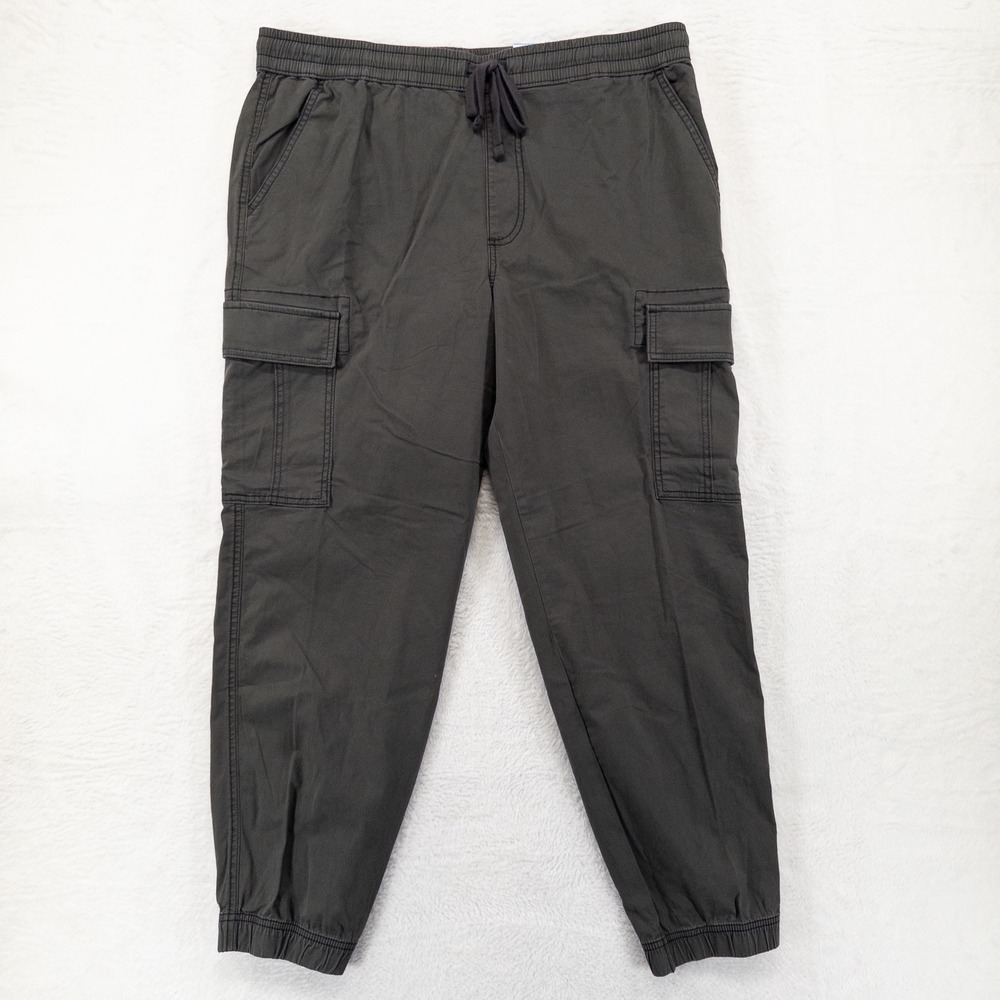 Sonoma Mens Everyday Cargo Jogger Pants Size L Carbon Gray Stretch Tapered Leg